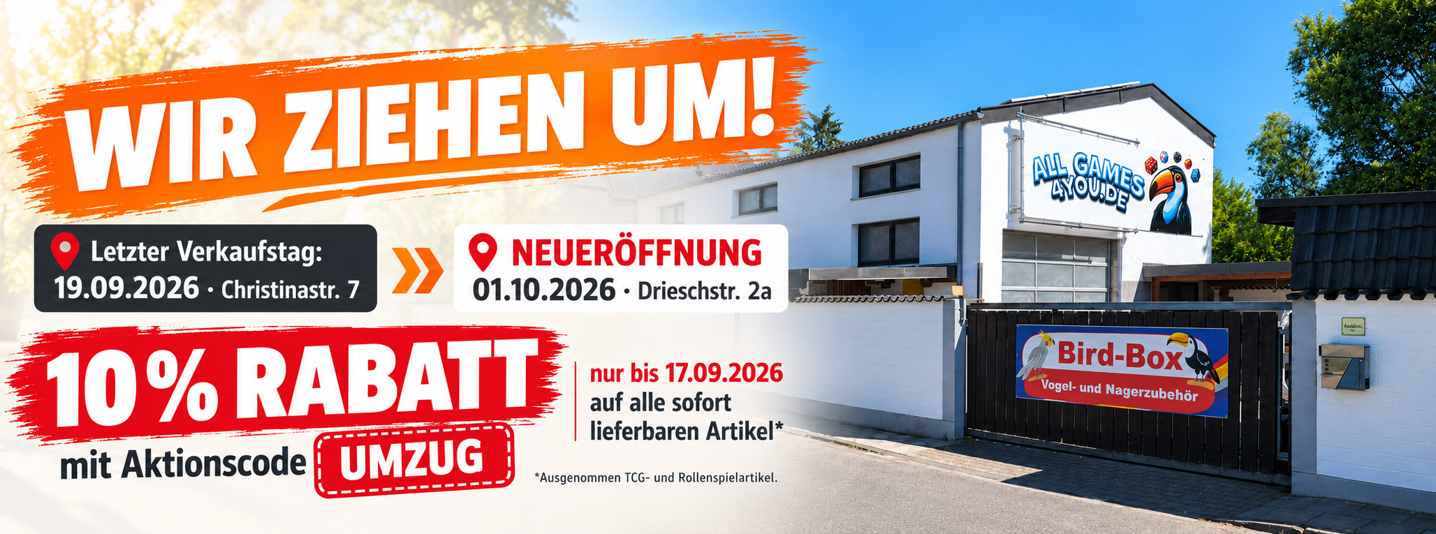10% Rabatt mit dem Code UMZUG