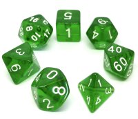 Würfelset Transparent: Dark Green (7)