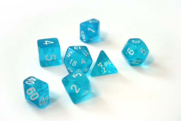 Würfelset Transparent: Blue (7)