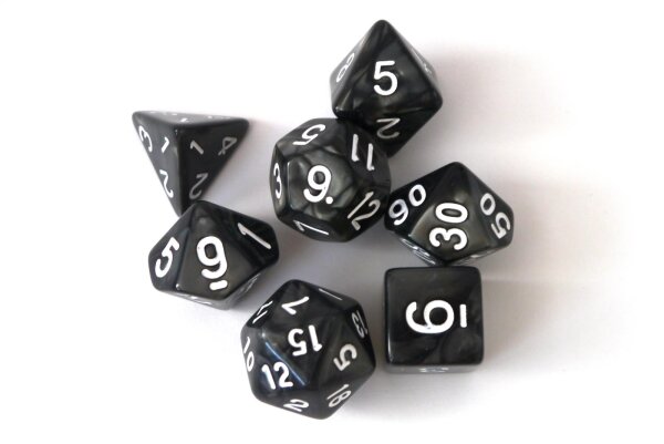 Würfelset Pearl: Black/White  (7)