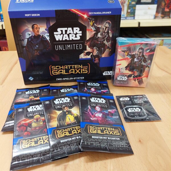 Star Wars: Unlimited – 6 Boster + Starter + Gratis Initiative-Marker und Minibox
