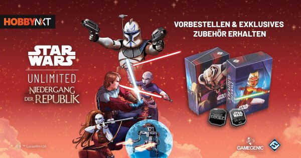 Star Wars: Unlimited NdR – 6 Boster + Starter + Gratis Initiative-Marker und Minibox