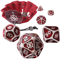 ENHANCE Tabletop Collectors Edition 7pc Metal RPG Dice Set Red
