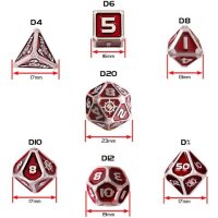 ENHANCE Tabletop Collectors Edition 7pc Metal RPG Dice Set Red