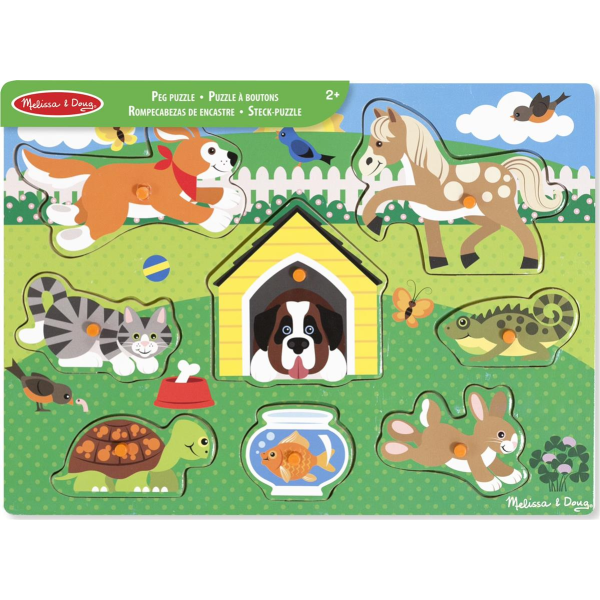 M&D Holzsteckpuzzle Haustiere - 8 Teile