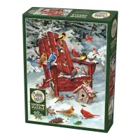 Roter Schaukelstuhl im Schnee 1000 Teile