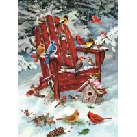 Roter Schaukelstuhl im Schnee 1000 Teile